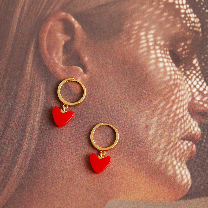 Amazon.com: DoubleNine Large Red Heart Earrings Studs 80's Vintage Classic  Women Girls Jewelry Gift for Her (L, 3cm3cm): Clothing, Shoes & Jewelry